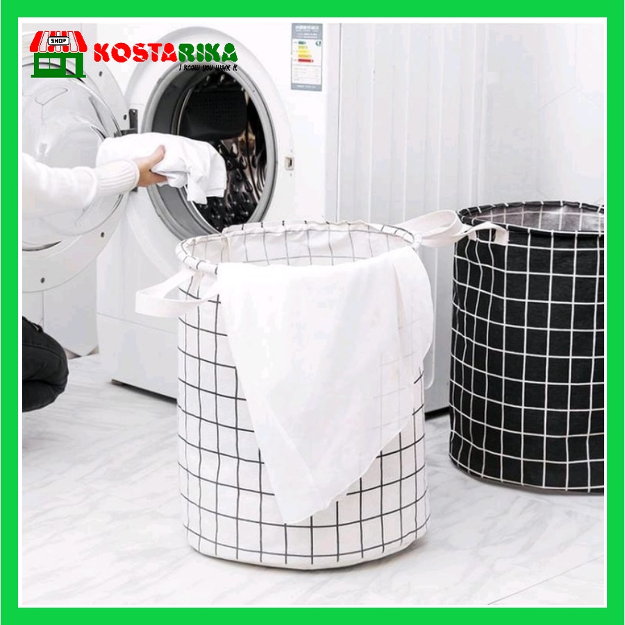 KOSTARIKA Keranjang Baju Cucian Kotor Tempat Pakaian Laundry Bag CANVAS Motif