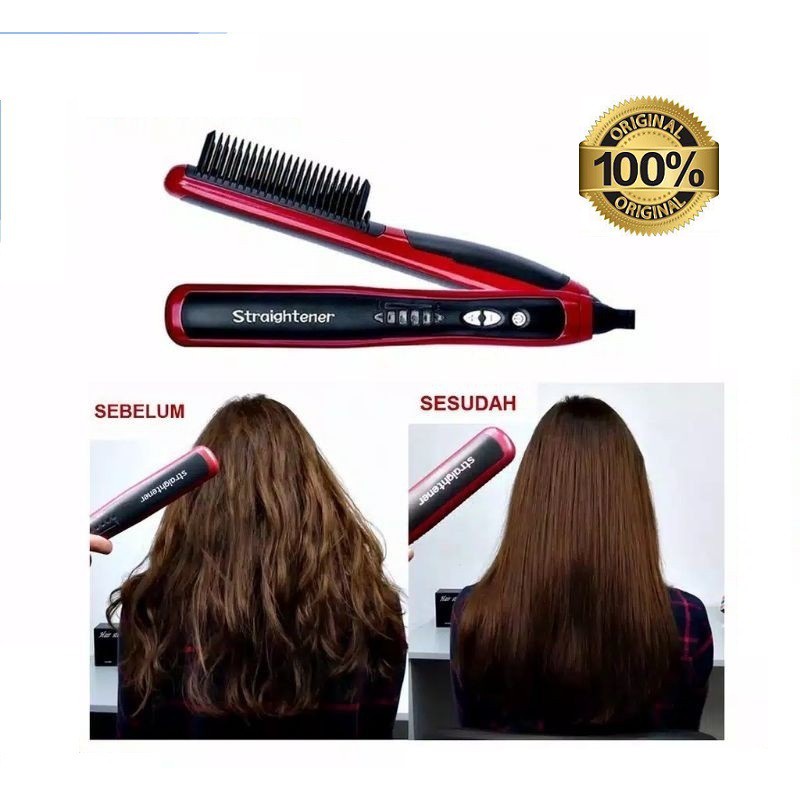 CatokanPelurus Rambut  2 in 1 straightening sisir listrik Sisir Catokan Pelurus Rambut (rambut lurus dan keriting)