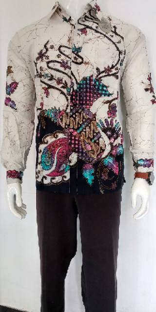 BSWART Batik HRB026 Kenongo Hem Pendek Padi Pekalongan M L XL Batik Pria MURAH Modern Grosir