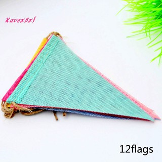 Xa 12Pcs Set Bendera Segitiga Lipat Warna Warni untuk Xa 12Pcs Set Bendera Segitiga Lipat Warna Warni untuk