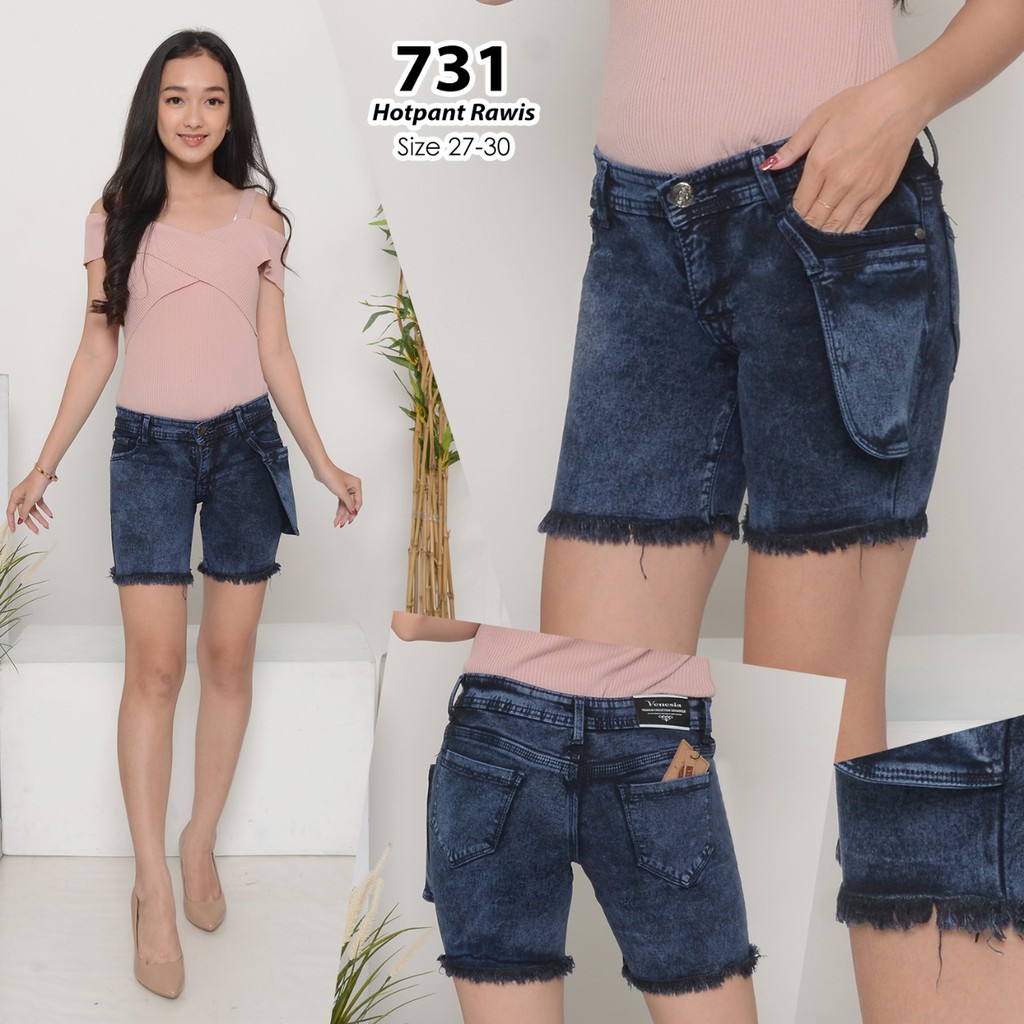 ( Bisa COD ) MC girl Hot Pant Rawis Wanita / Celana Pendek Rawis Jeans / Hotpants Jeans