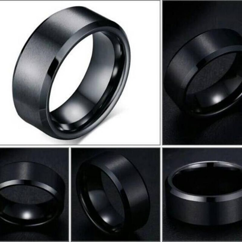 Cincin Titanium Polos Unisex Couple Hitam Putih Emas Anti karat Harga satuan