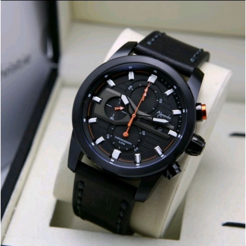 Alexandre Christie PRIA ORIGINAL AC 6562 FULL BLACK Leather Garansi resmi 1 thn