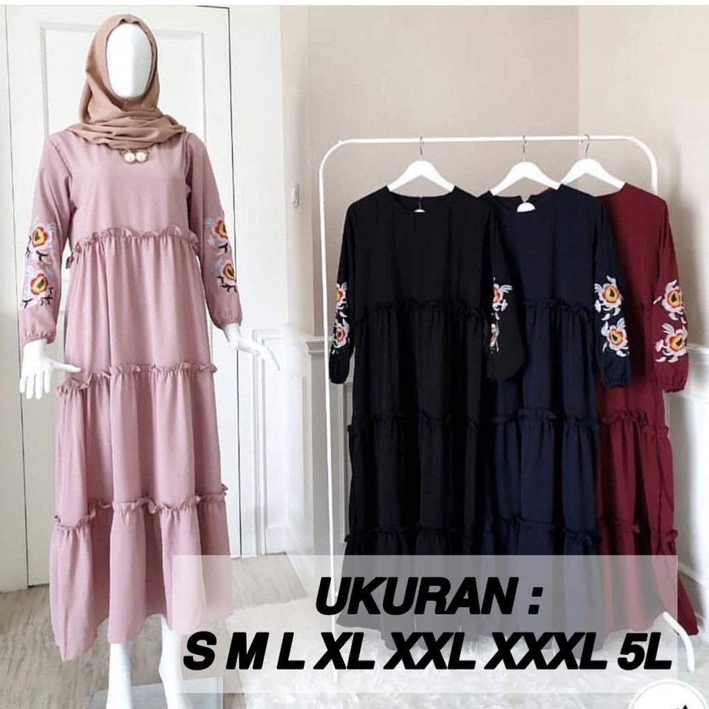 5L XXXL XXL XL L M S | SUPPLIER DRESS JUMBO BEST SELLER / OVIE DRESS | BORDIR ASLI CANTIK