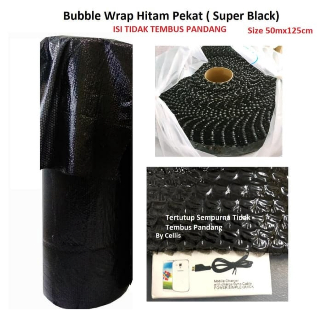 

(GOSEND ONLY) Fast Respon Bubble Wrap HITAM Pekat tidak Tembus 50mx 125cm