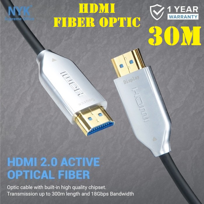 NYK Kabel Active Fiber Optic HDMI 2160P ULTRA HD 4K 30M