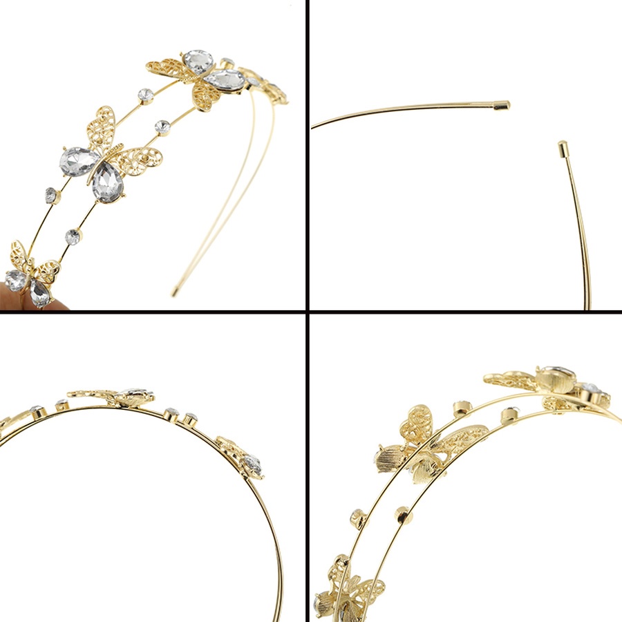 Bando Desain Kupu-Kupu Bahan Alloy Aksen Kristal Dan Berlian Imitasi Gaya Korea Untuk Wanita