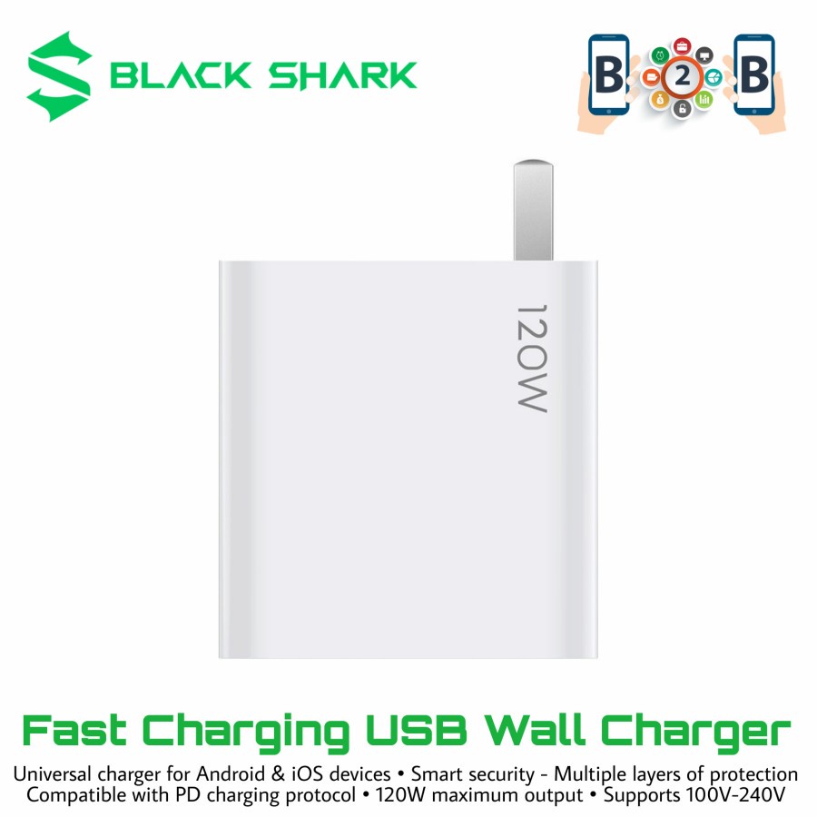 Black Shark 120W Fast Charging USB Wall Charger Power Adapter