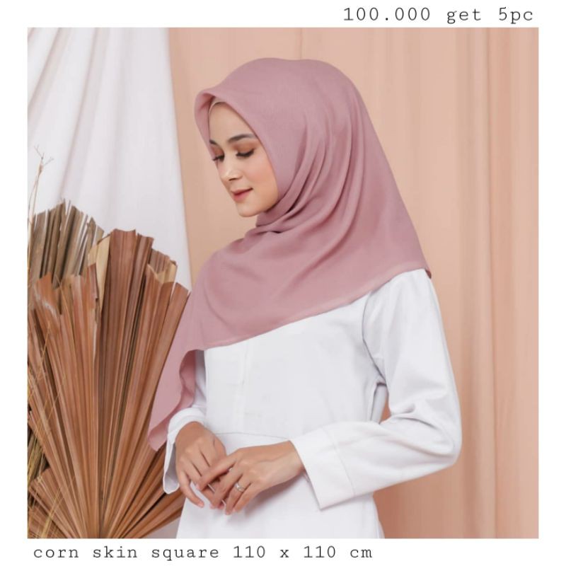 GROSIR 5PC JILBAB SEGI4 - BELLA SQUARE JILBAB SEGIEMPAT POLOS - KERUDUNG Hijab SEGI EMPAT CORNSKIN