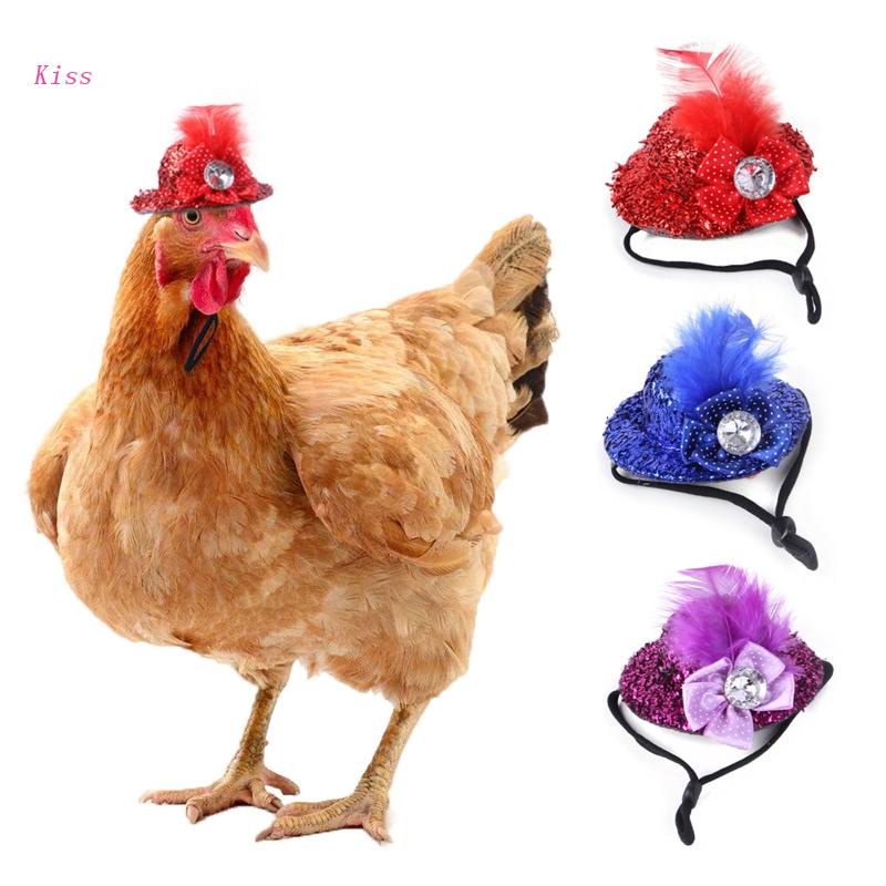 Kiss Topi Ayam Dengan Tali Dagu Elastis Adjustable Aksen Buluberlian Imitasi Untuk Aksesoris Kostum