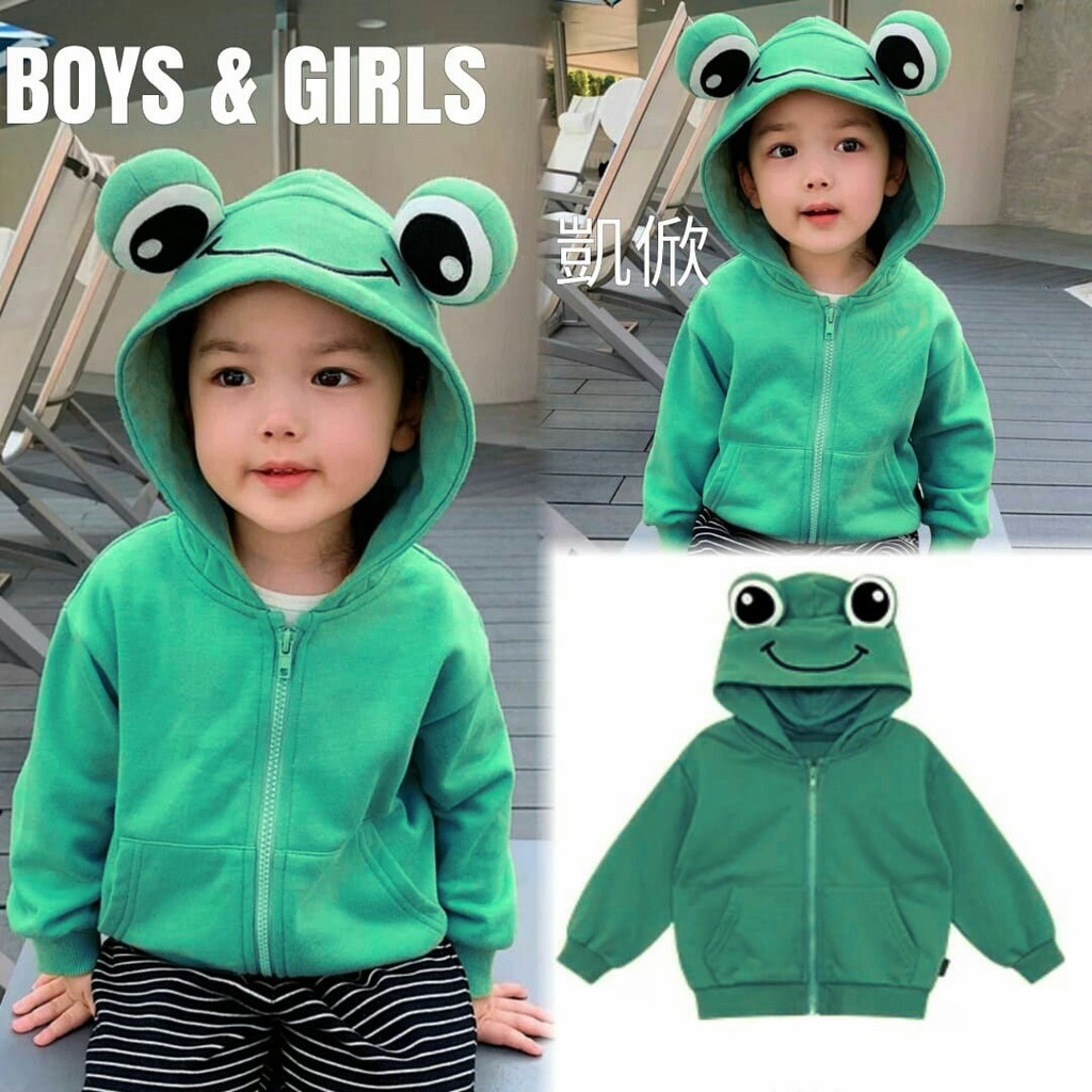 Baju Jaket Frog Hoodie  -  Sweater/Jaket Anak Perempuan 4-6 Tahun MS