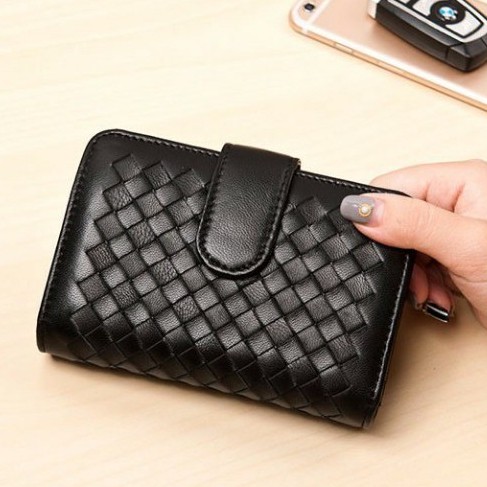 Grosir Murah Dompet Tempat Kartu Wanita / Pria Mini Kulit Anyam