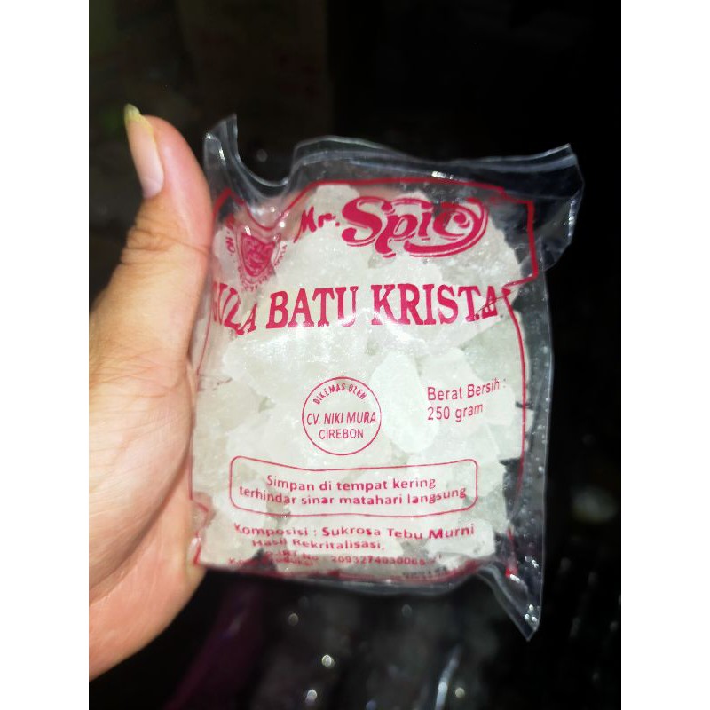

Gula Batu Kristal Premium Merk Mr. Spicy Kemasan 250 Gram