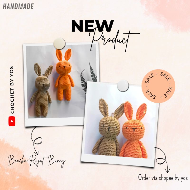 Boneka kelinci | boneka mini bentuk kelinci | boneka mini bunny | boneka rajut kelinci | amigurumi k