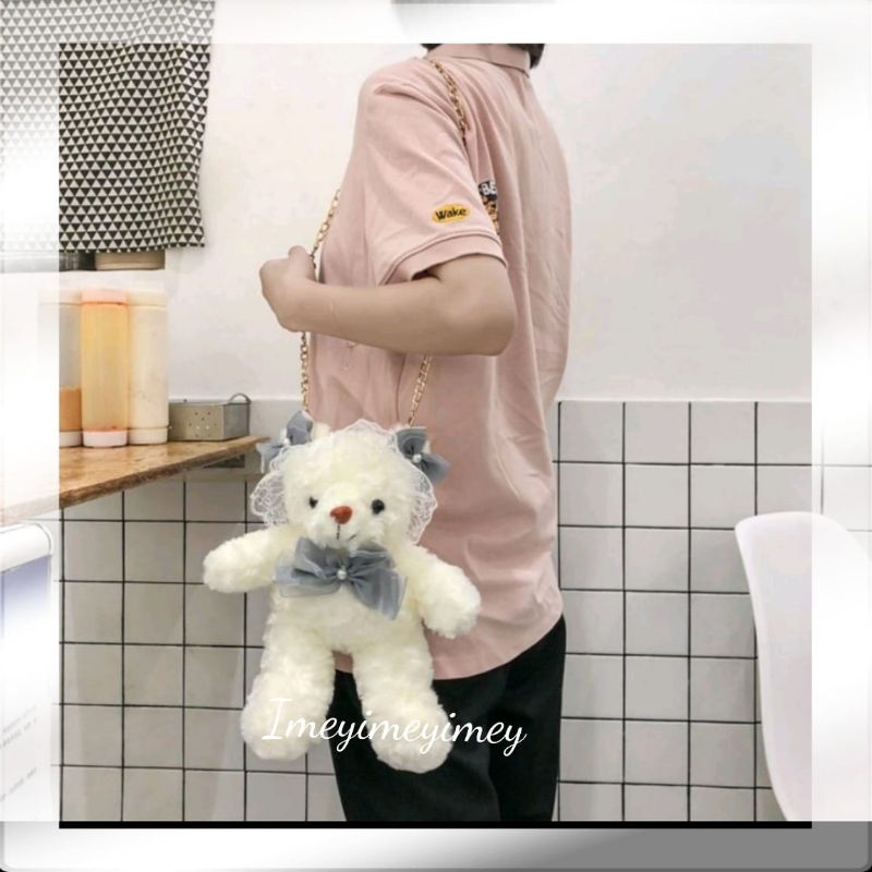 Tas Selempang Boneka Nony gemoy Tas bulu Tas hp ala korea Tas selempang mini Tas Boneka