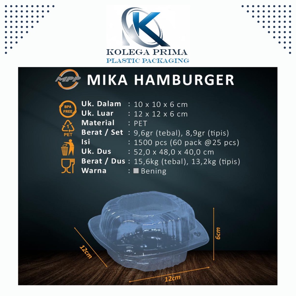 MIKA HAMBURGER/ TRAY BURGER BENING/ MIKA BENTO NASI KUNING/ MIKA DONAT MURAH ISI 50PCS