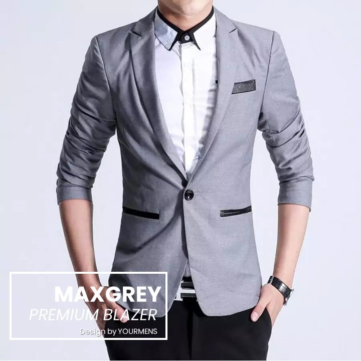 BLAZER PRIA SLIMFIT KERJA KANTOR - BLAZER SEMI FORMAL PRIA MAXGREY SUPER GIO ORIGINAL NIKAYU