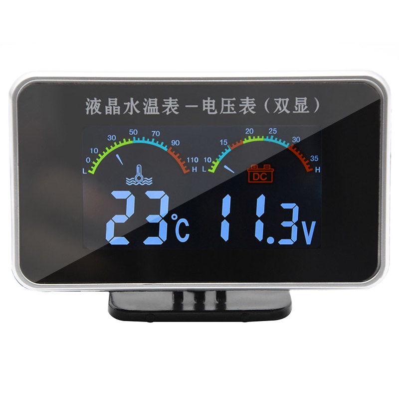 2in1 LCD Digital Pengukur Temperatur Air + Voltmeter Tekanan  Air untuk Mobil 12-24V Water Temp Temperature M10