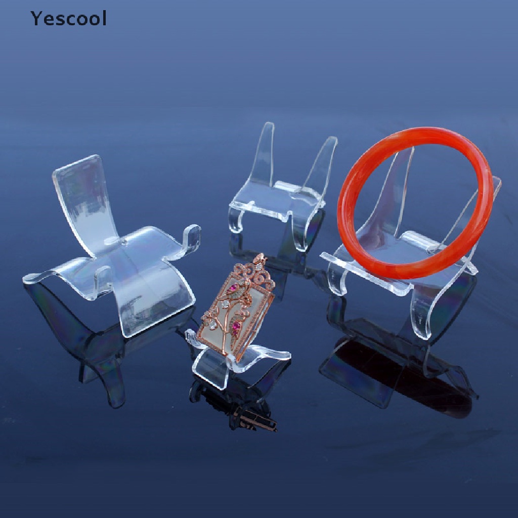 Yescool 2pcs stand Holderdudukan display Batu Kristal Mineral Bahan Akrilik