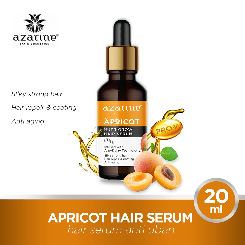 SERUM RAMBUT Azarine Nutrigrow Hair Serum Apricot 20ml - Mencegah Uban dan Menguatkan Rambut - Untuk Rambut &amp; Alis