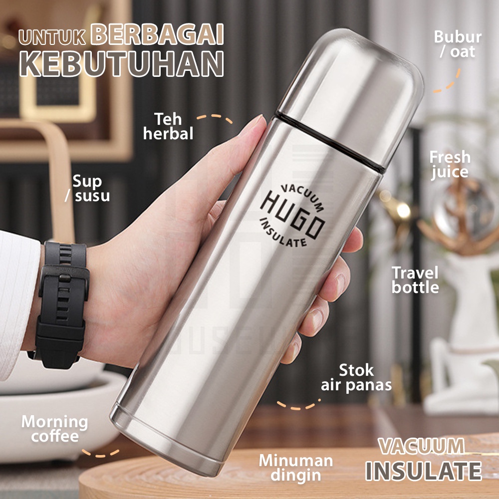 HUGO Termos Air Panas Stainless Steel Tahan Panas Dingin 24 Jam Premium Quality