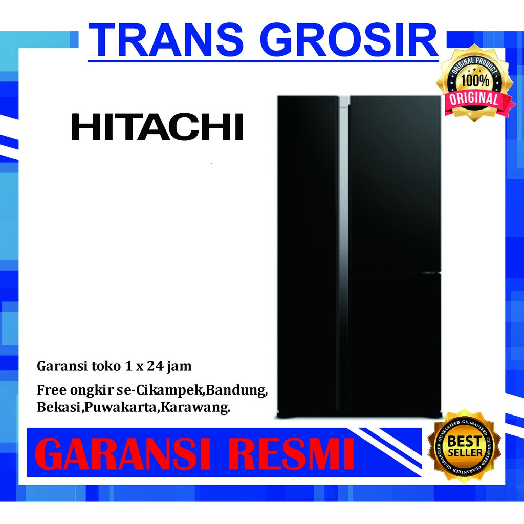 KULKAS HITACHI R-S80PGD0 GBK KULKAS SIDE BY SIDE HITACHI 605 L INVERTER DUAL FAN