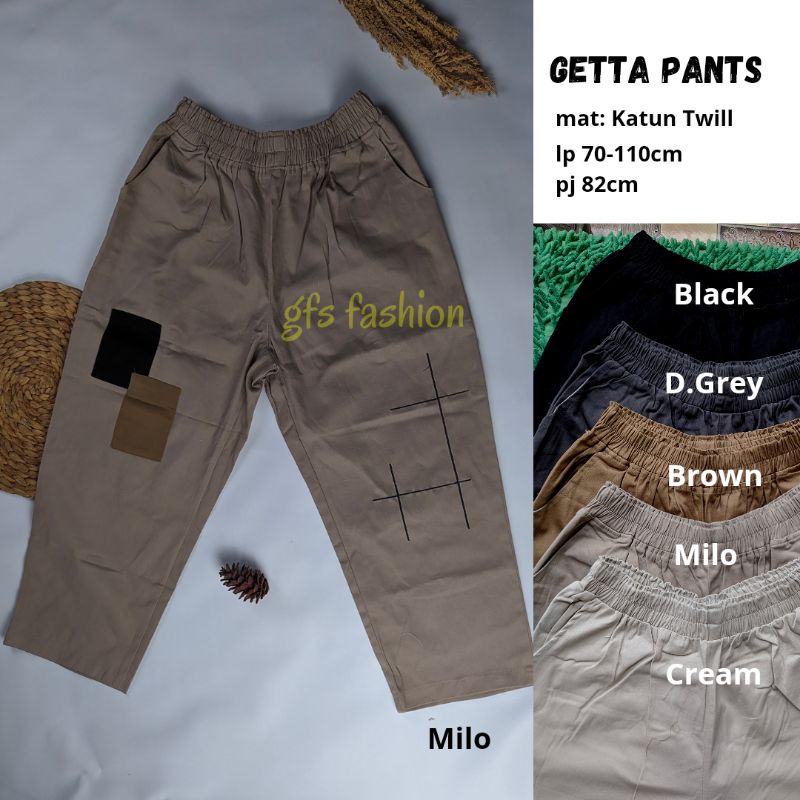 Getta Pants Celana Korea | Celana Panjang Wanita Jumbo katun Twill