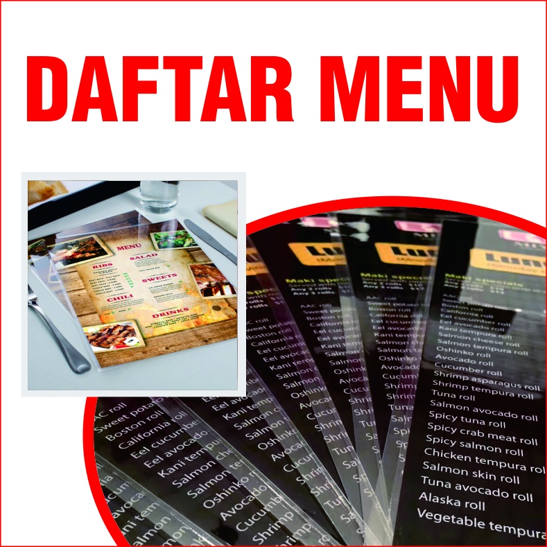 

CETAK DAFTAR MENU MAKANAN DAN MINUMAN (BAHAN HVS F4+LAMINATING)