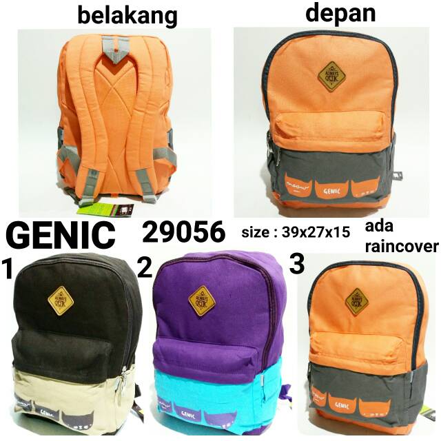 Tas sekolah ransel backpack wanita Genic 29056 tas punggung murah dan terbaru