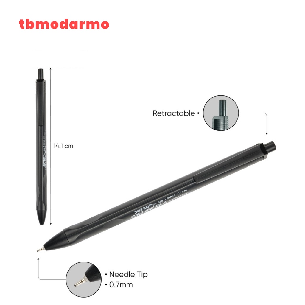 TBMO Ball Pen Pulpen Pena Joyko BP-338 Focus 0.7 mm - Hitam