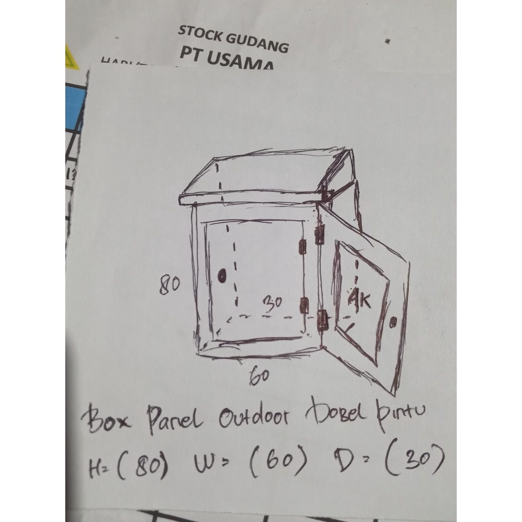 Box Panel Outdoor Custom Dobel Pintu 60x80 80x60 60x80x30 80x60x30