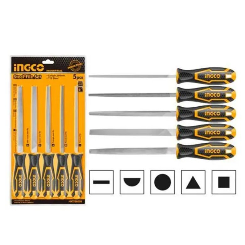 Kikir Besi Kotak Segitiga 5 Pcs Steel File Set INGCO HKTFS0508