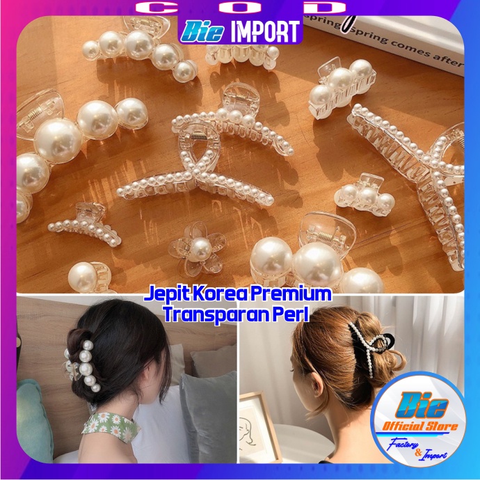 Jepit Rambut Korea Transparan Mutiara Premium Impor