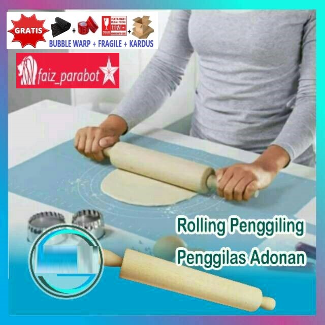 rol kayu / penggiling adonan / perata adonan / rolling pinkayu