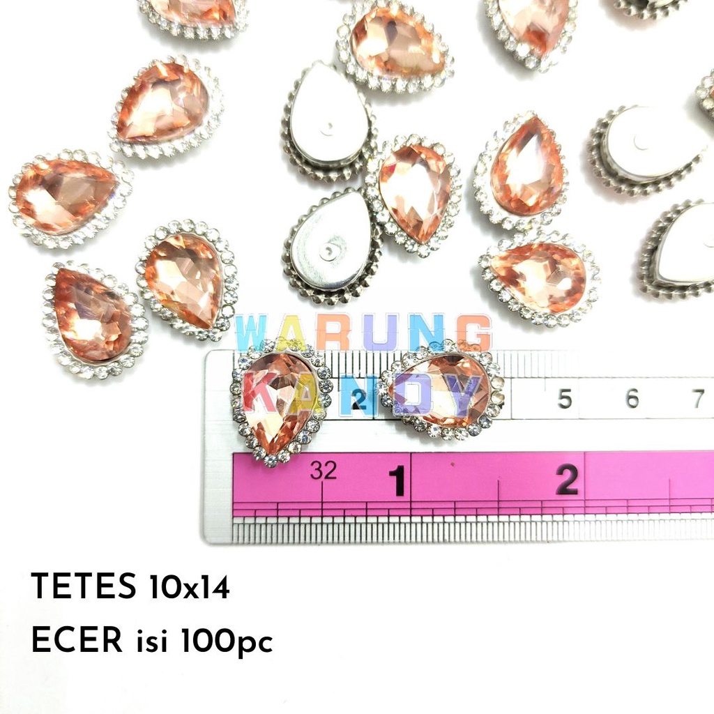 Diamon Cangkang Bunga Tetes 10x14 Warna KACA GRADE A - ECER 50Pc