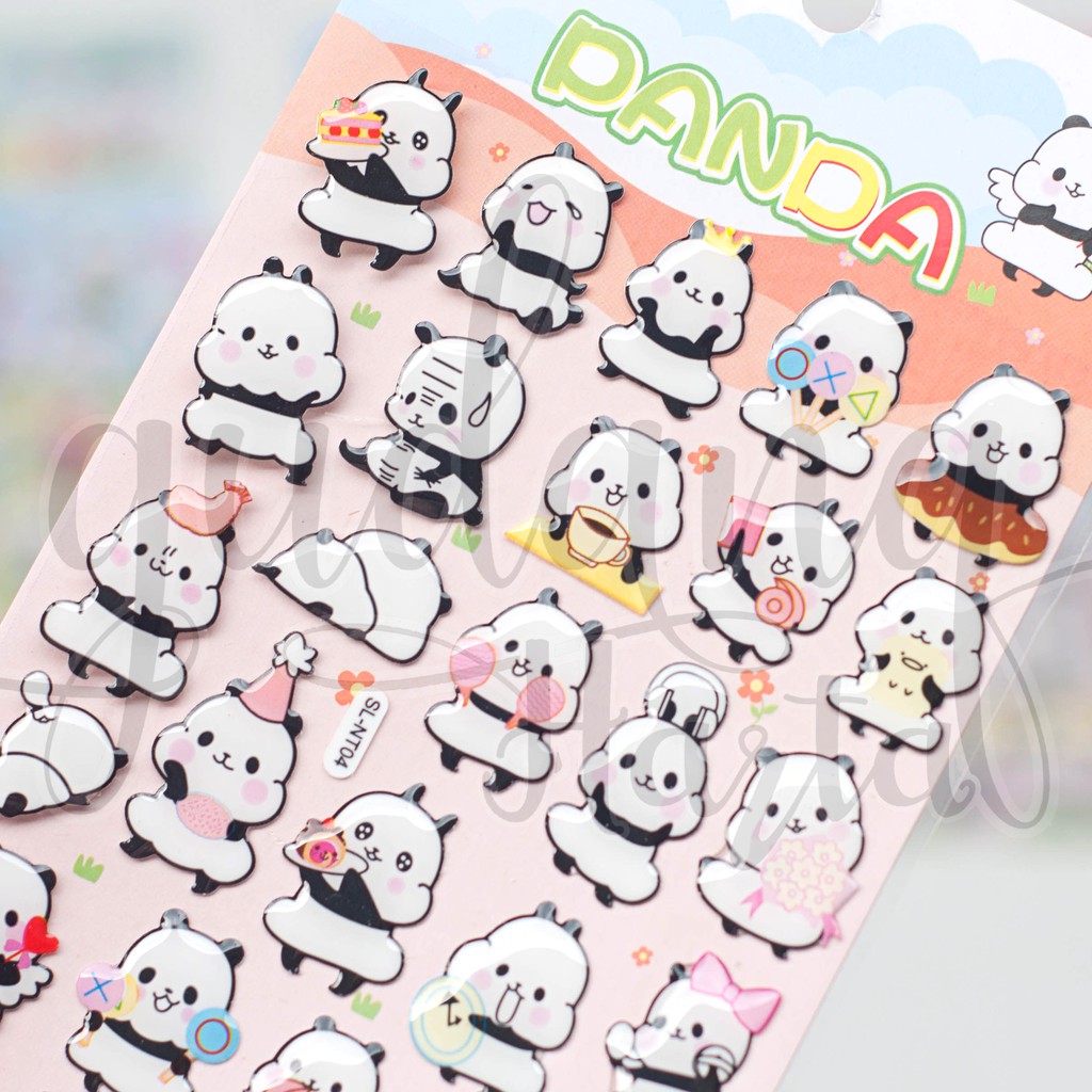 Stiker Panda Hitam Putih Gendut Lucu Unik Stiker DIY Scrapbook GH 303040