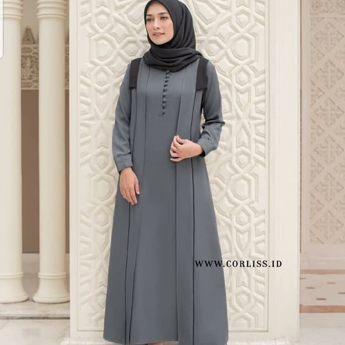 Promo Ramadhan | Gamis Modern 2020 Nibras Nb 195 Army Grey Du P Q IG830 Baju  Shiya Dress Ter