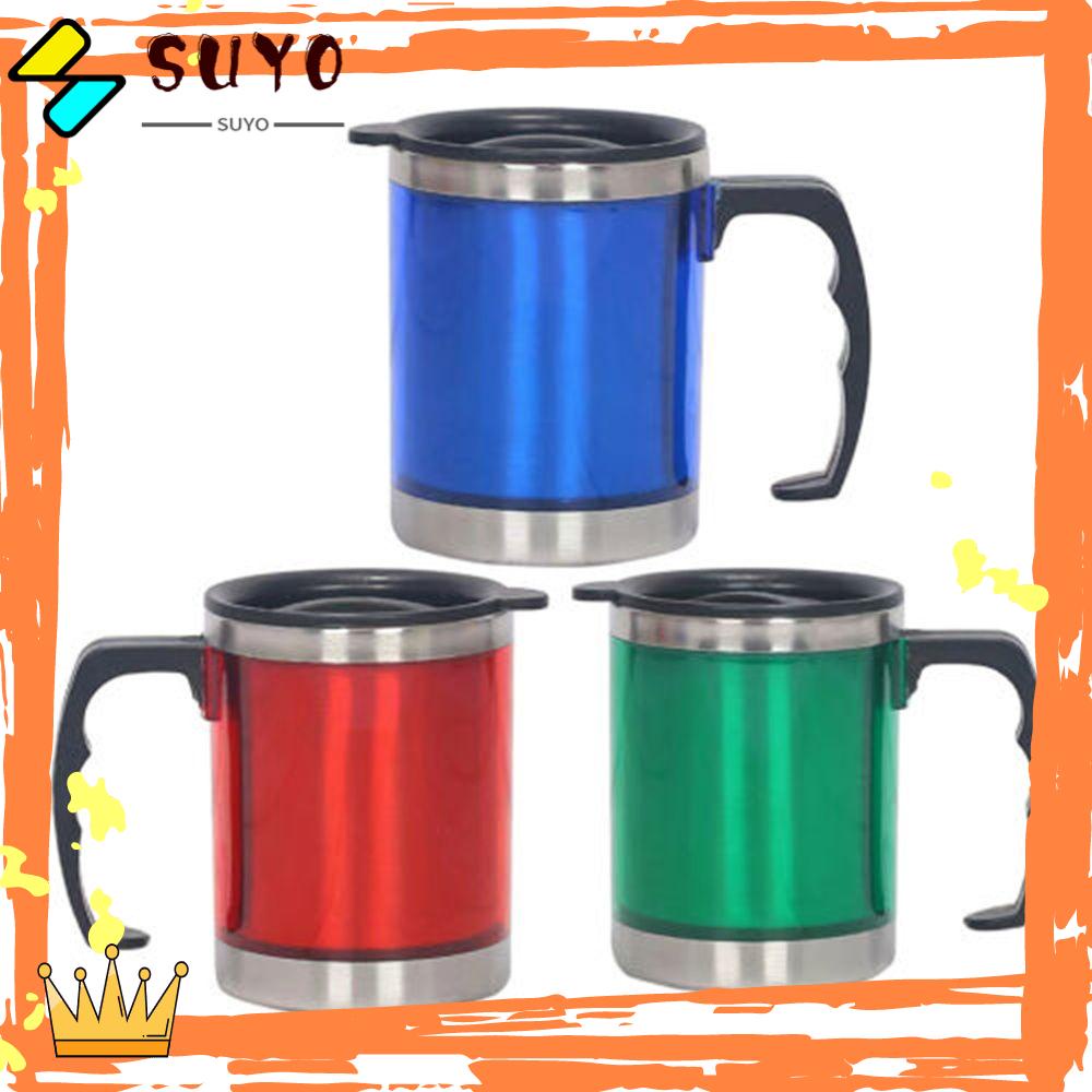 Suyo Cangkir Kopi / Teh Tahan Lama Dengan Gagang + Tutup Untuk Travel