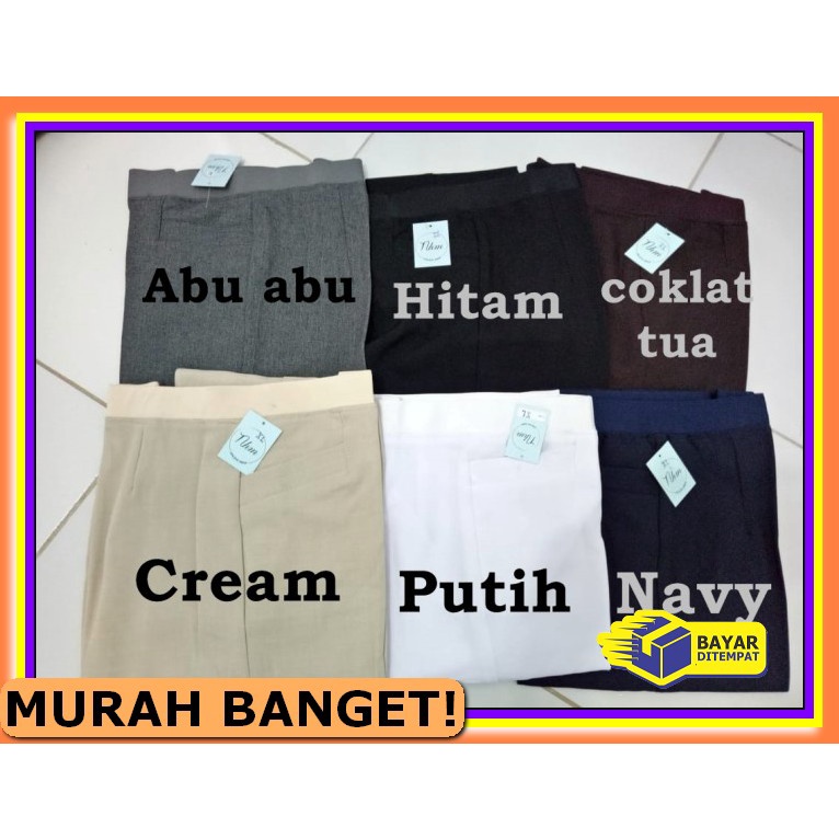 Celana Wanita Linen Kekinian - Celana Kain - Celana Masa Kini QW199 Celana Kerja Pinggang Karet M,