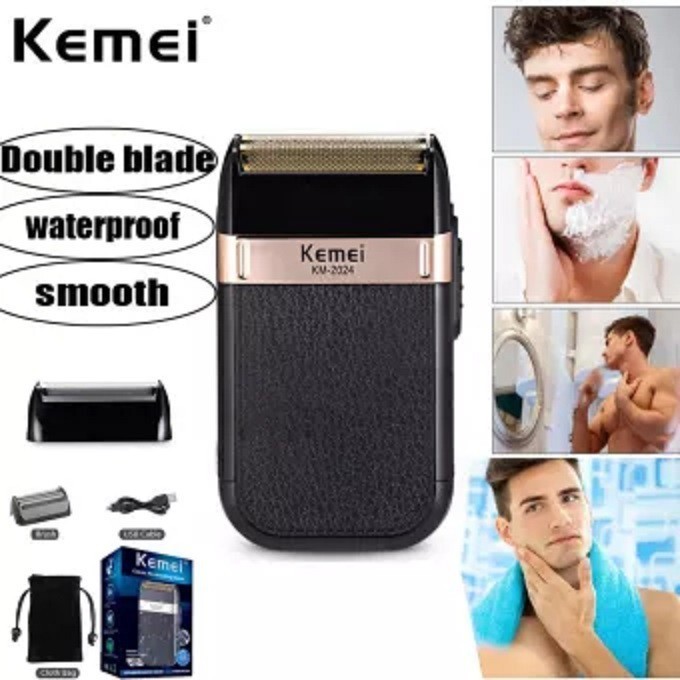 Kemei KM-2024 USB Wet and Dry Shaver Trimmer Alat Cukur Jenggot Kumis