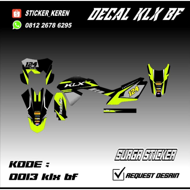 DECAL KLX BF D TRACKER CRF KLX LAMA KEREN MURAH GRATIS LAPISAN GLOSSY ATAU DOFF