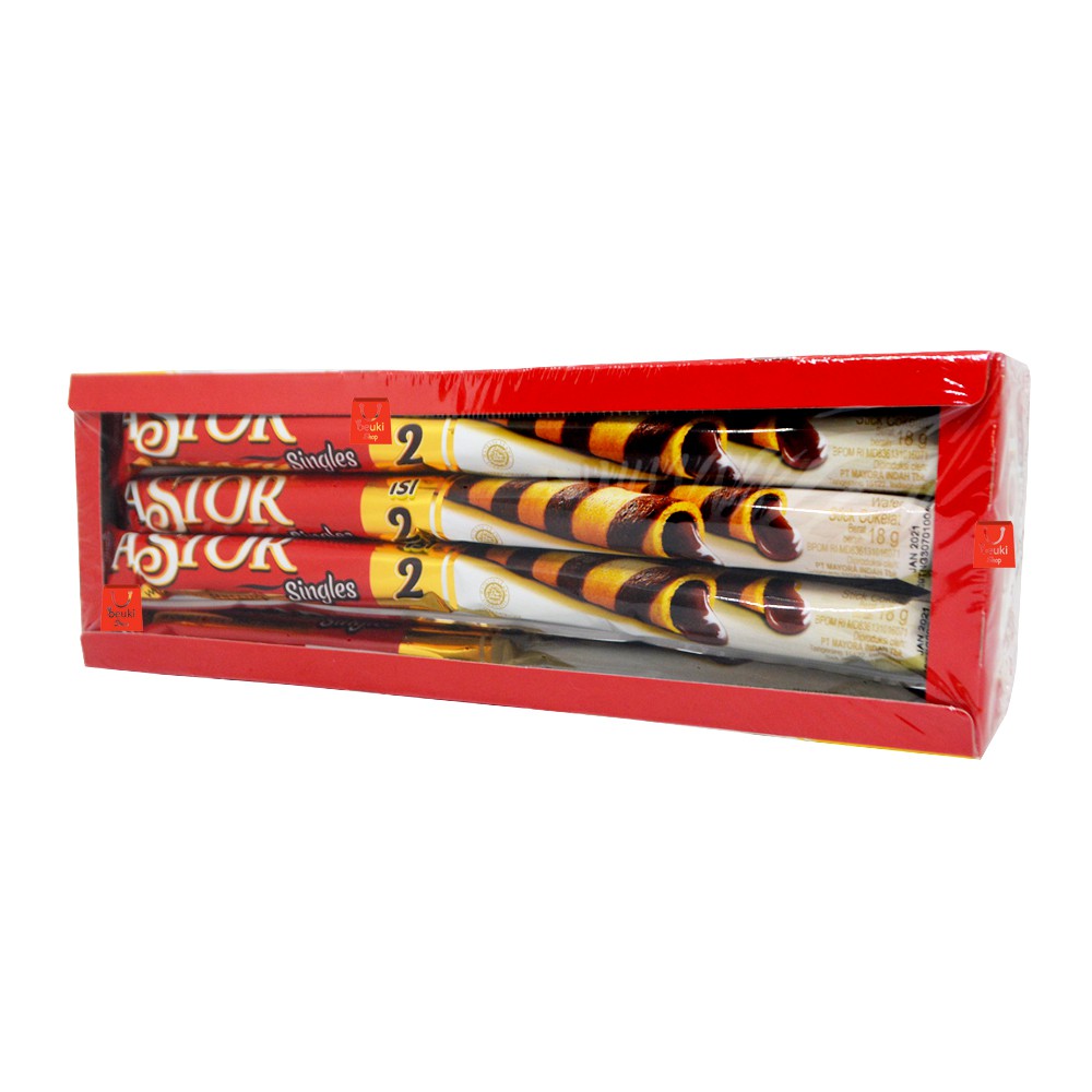 

Mayora Astor Singles Wafer Stick Coklat Kemasan Singles Baru - 12pcs x 18gr