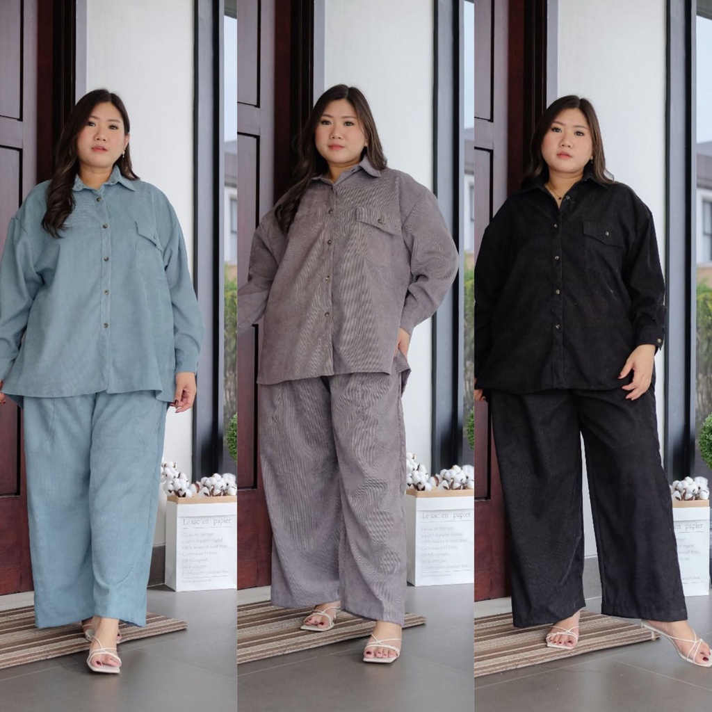 BIGWELL CORDORAY SET POLOS - SETELAN WANITA - SETELAN WANITA JUMBO