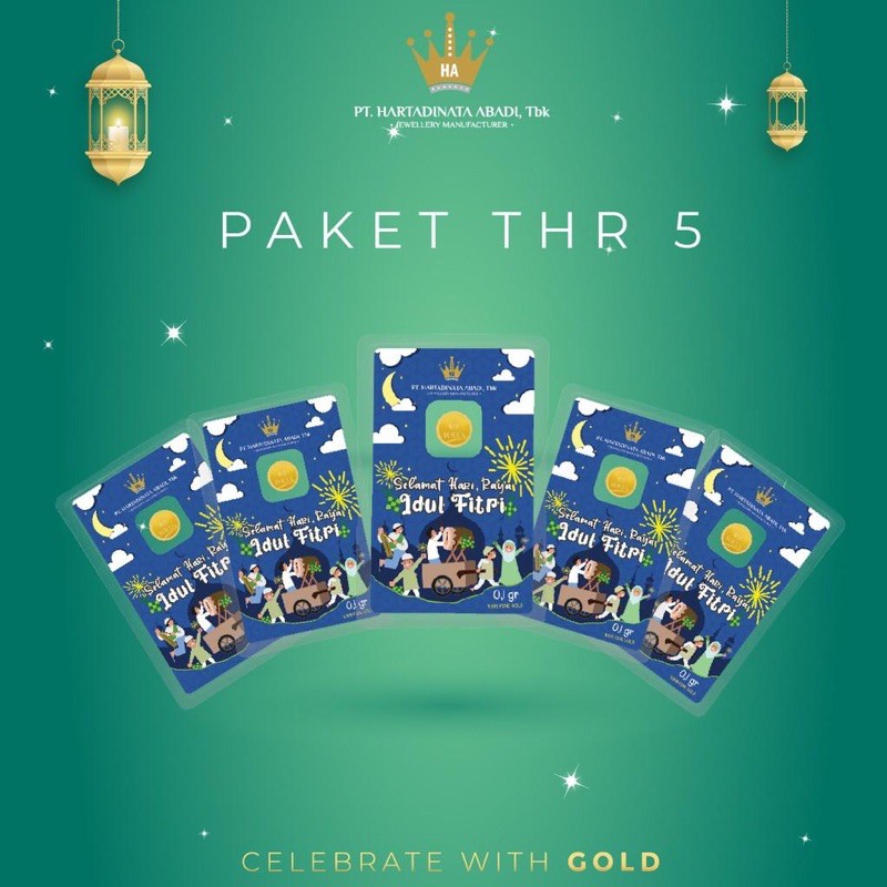 Emas 0,1 gram Hartadinata (Paket THR 5, LEBARAN BIRU)