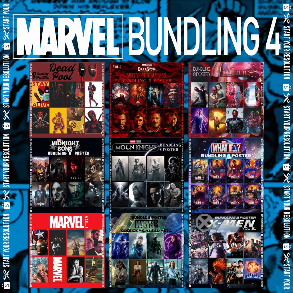 Jual Paket Bundle 8 Poster Film Marvel Cinematic Universe Vol.4 / MCU ...