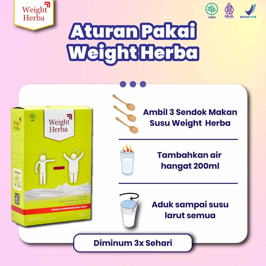 WEIGHT HERBA Susu Penambah Berat Badan 100% Original Kaya Susu Kambing Etawa Murni Asli Tanpa Efek Samping Temulawak Daun kelor Rendah Gula Baik Untuk Penderita Diabetes Kolesterol