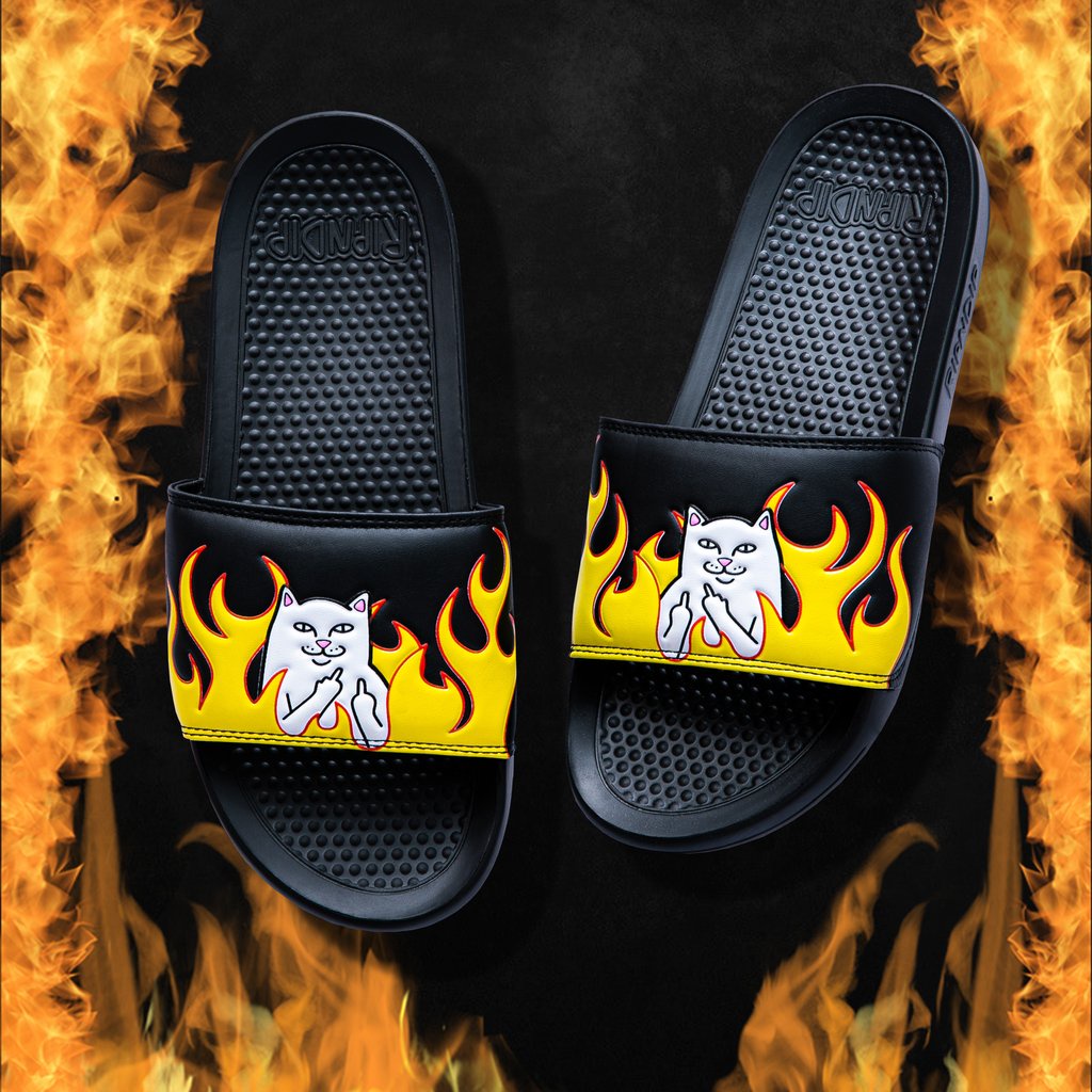 Sandal RIPNDIP Welcome To Heck Slides Black Flame Original