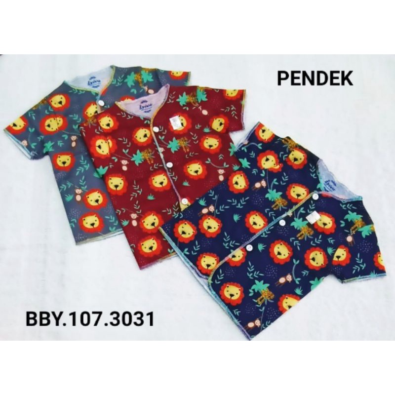 3Pcs baju bayi 0-3m NASUKA katun halus SNI Baju bayi Newborn Premium Pakaian Bayi Baru Lahir-3pc singa lgn pendej