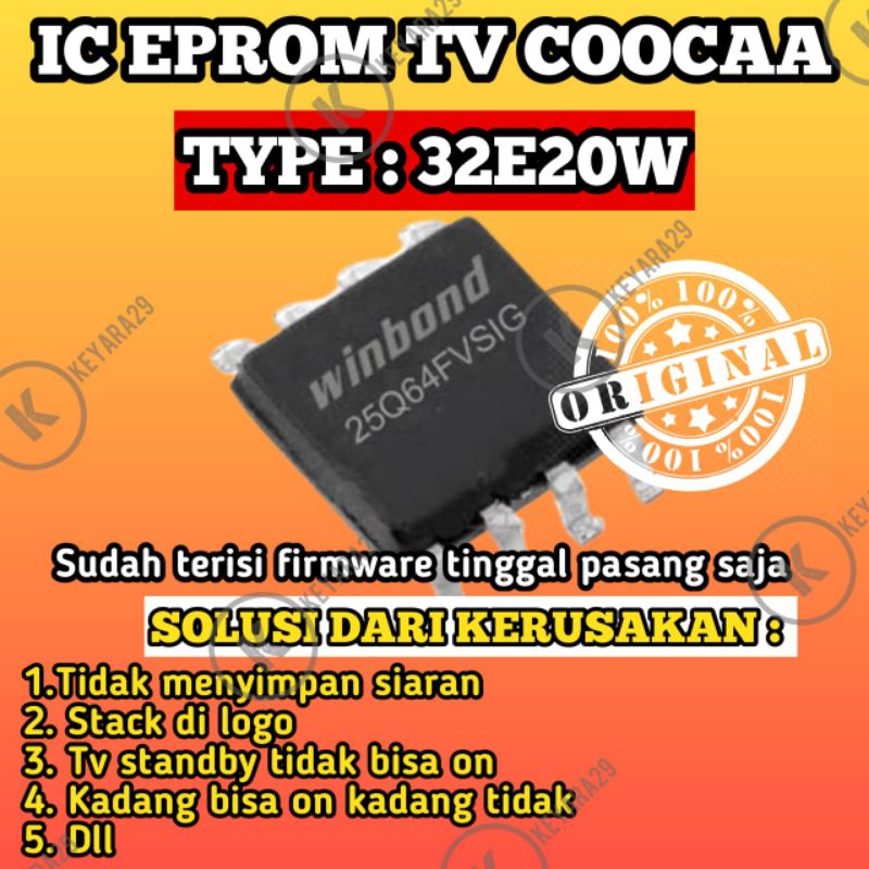 ic eprom tv led coocaa 32E20W siap pakai