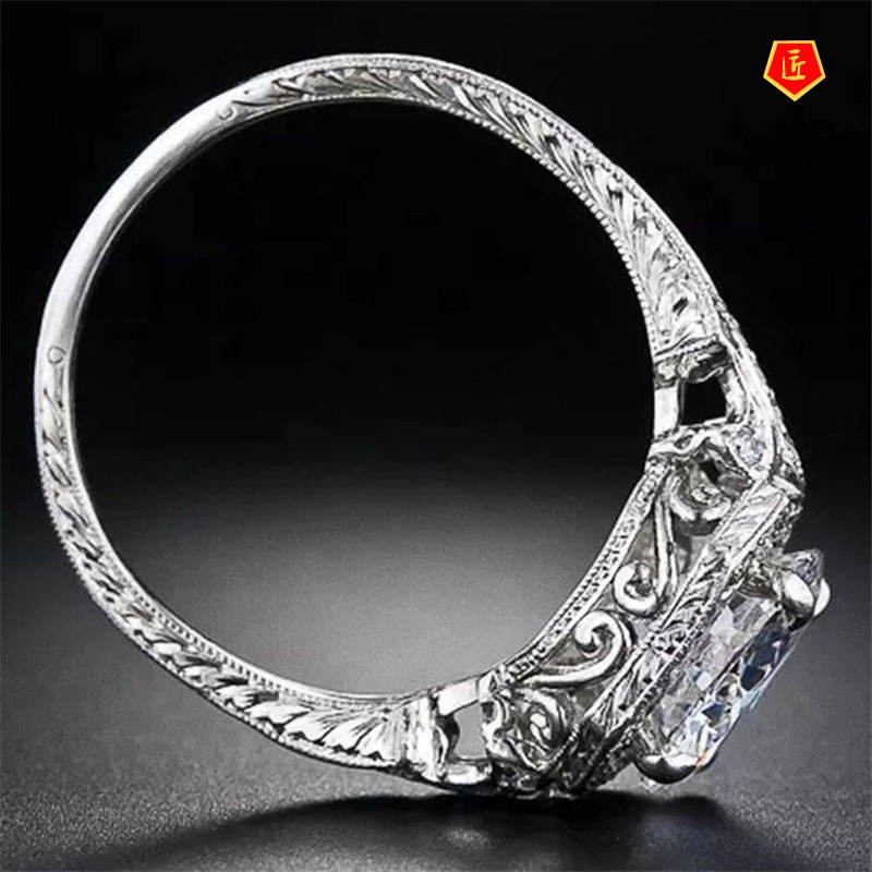 [Ready Stock]Square Diamond Ring New Version Fashion Elegant